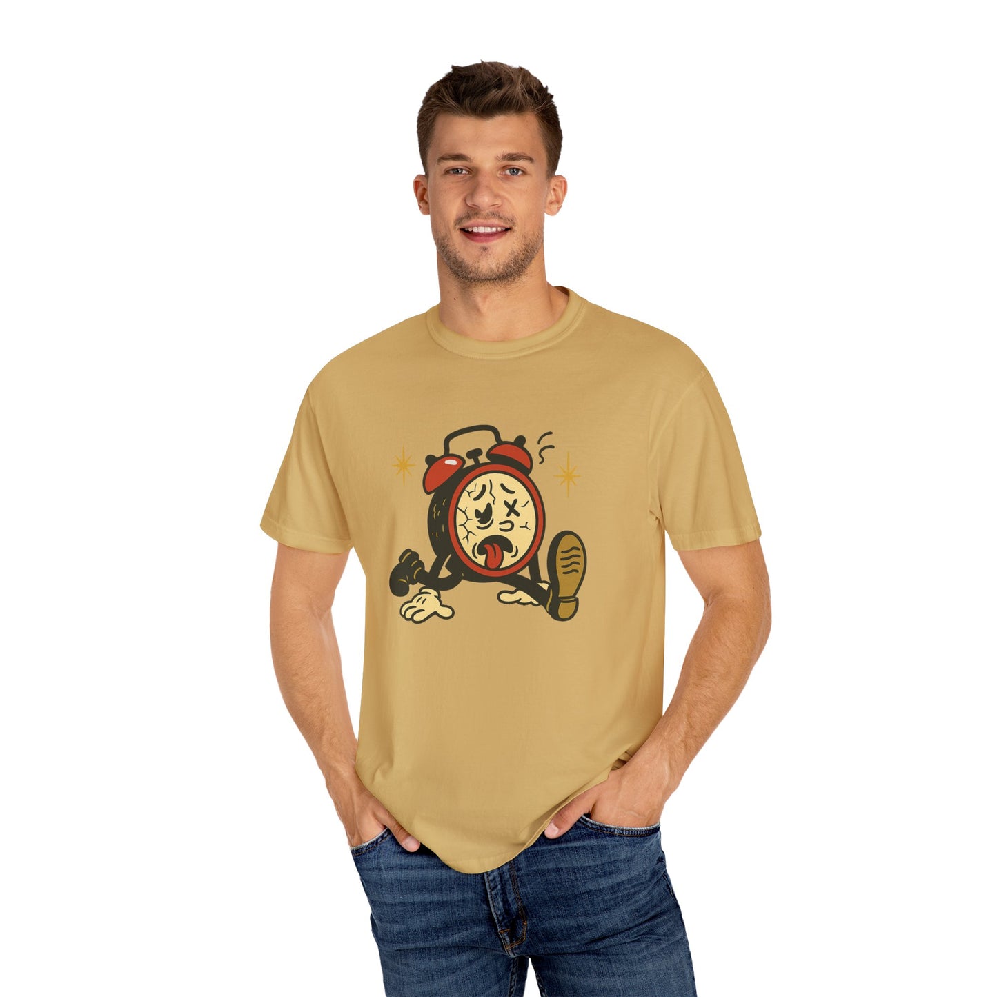 Funny Retro Alarm Clock Graphic T-Shirt, Unisex Humor Tee, Perfect Gift for Lazy Mornings, Casual Wear, Unique Graphic Shirt