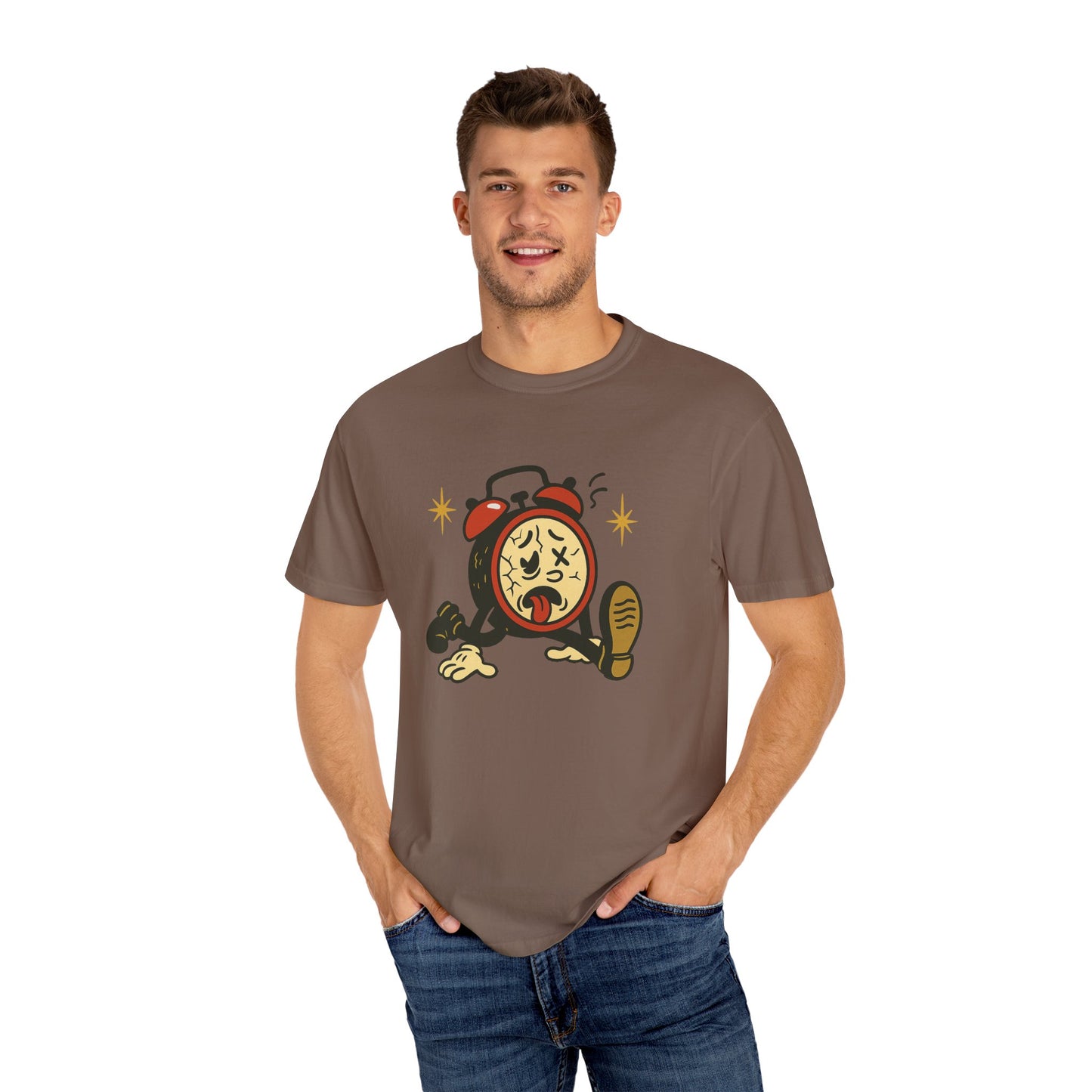 Funny Retro Alarm Clock Graphic T-Shirt, Unisex Humor Tee, Perfect Gift for Lazy Mornings, Casual Wear, Unique Graphic Shirt