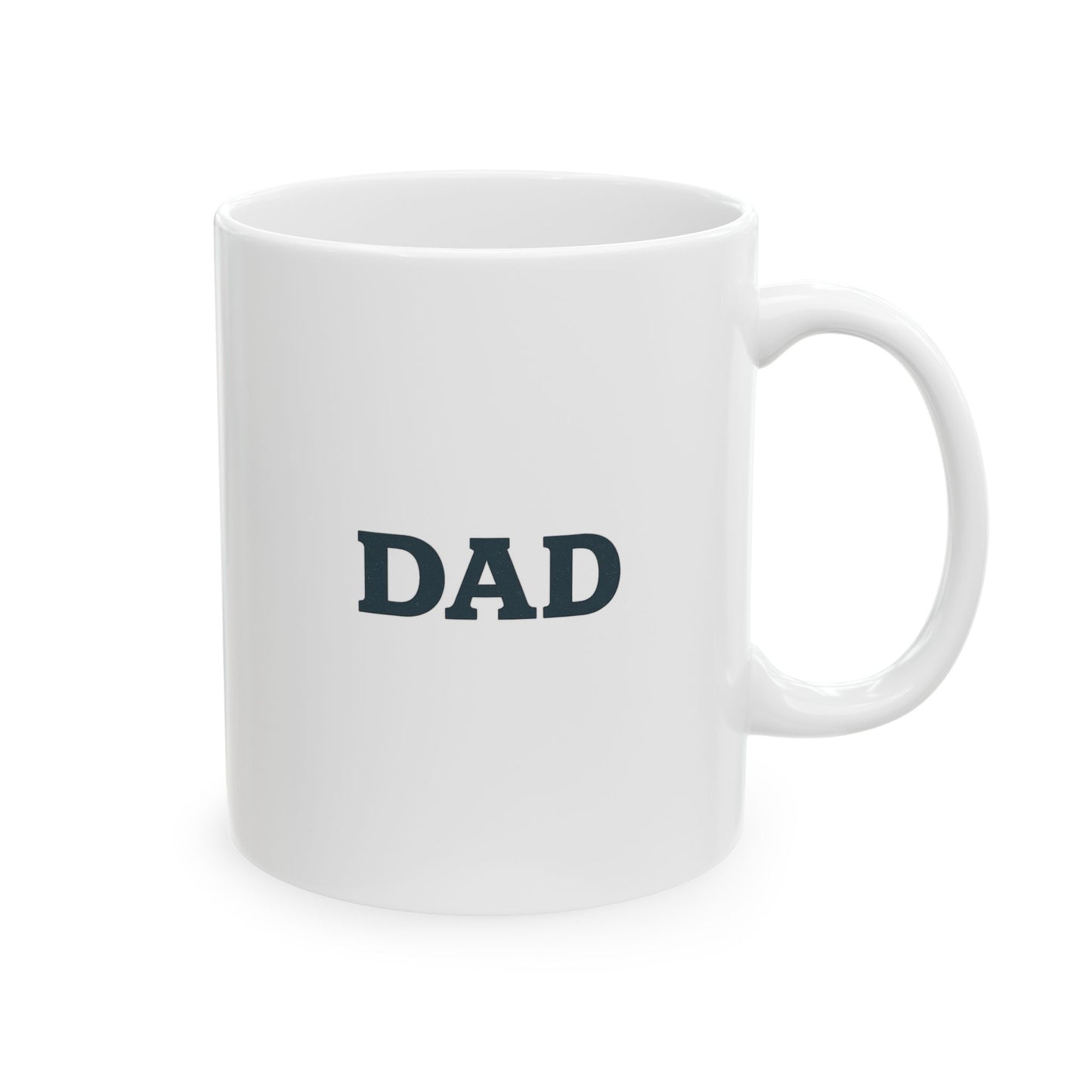 “Dad – Heavy Shoulders, Strong Hands, Full Heart” Coffee Mug – Rustic Woodcut Father’s Day Gift