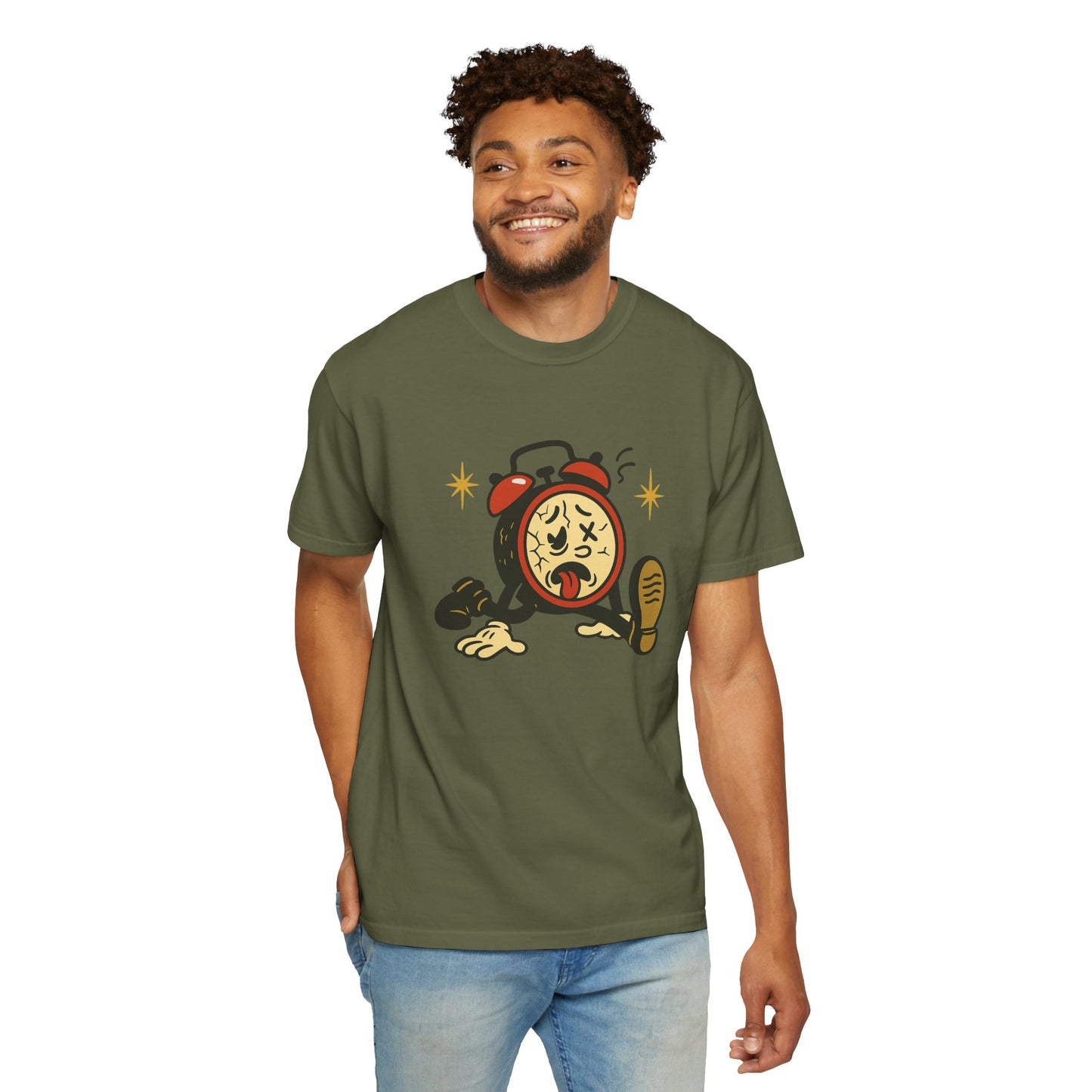 Funny Retro Alarm Clock Graphic T-Shirt, Unisex Humor Tee, Perfect Gift for Lazy Mornings, Casual Wear, Unique Graphic Shirt