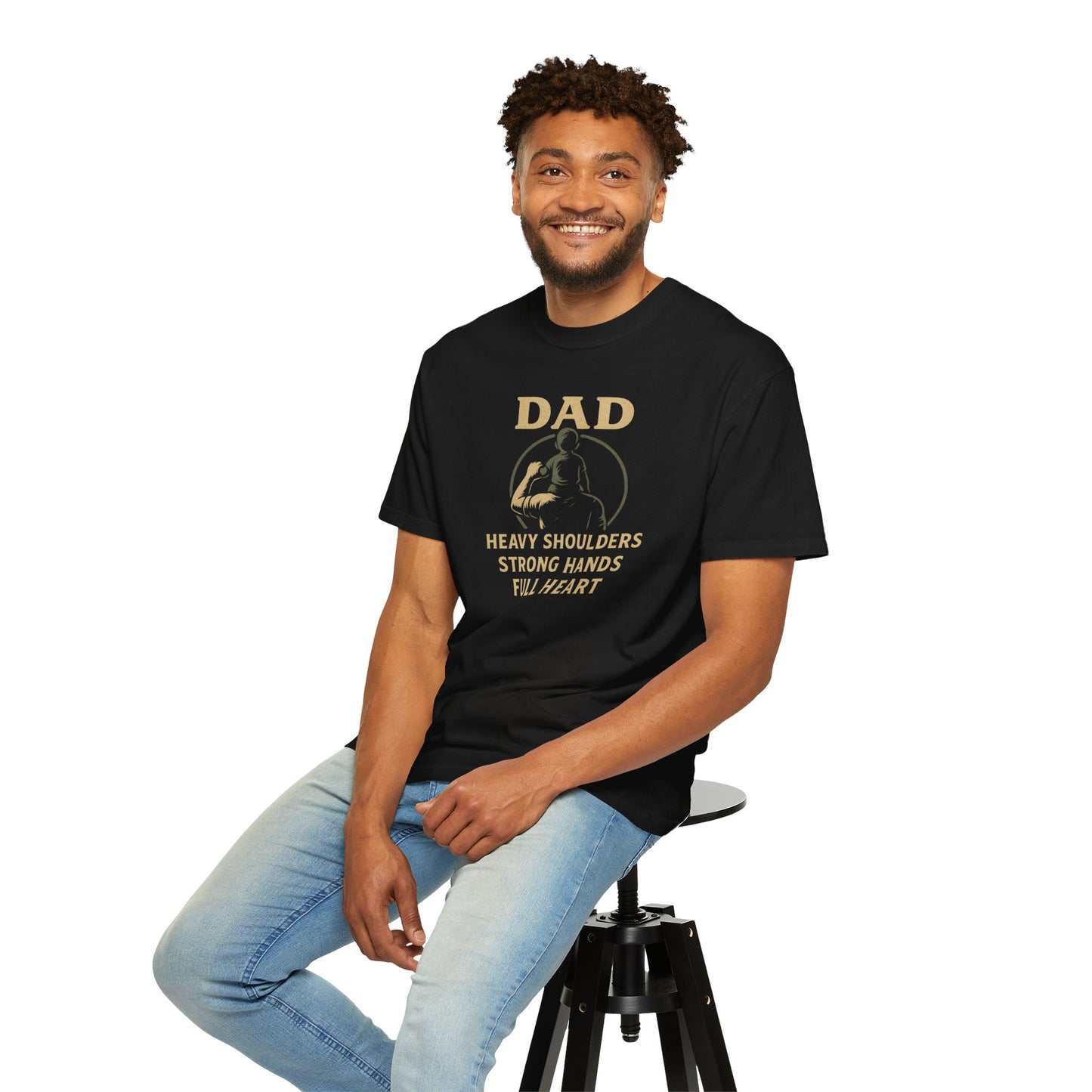 Dad T-Shirt – “Heavy Shoulders, Strong Hands, Full Heart” Vintage Father’s Day Tee