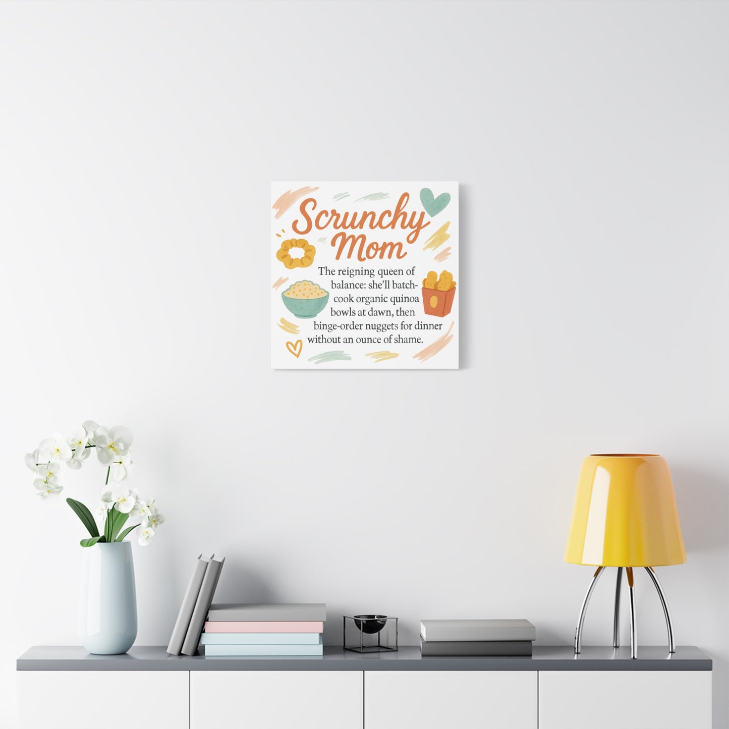 Scrunchy Mom Canvas Art - Fun Wall Decor for Busy Moms