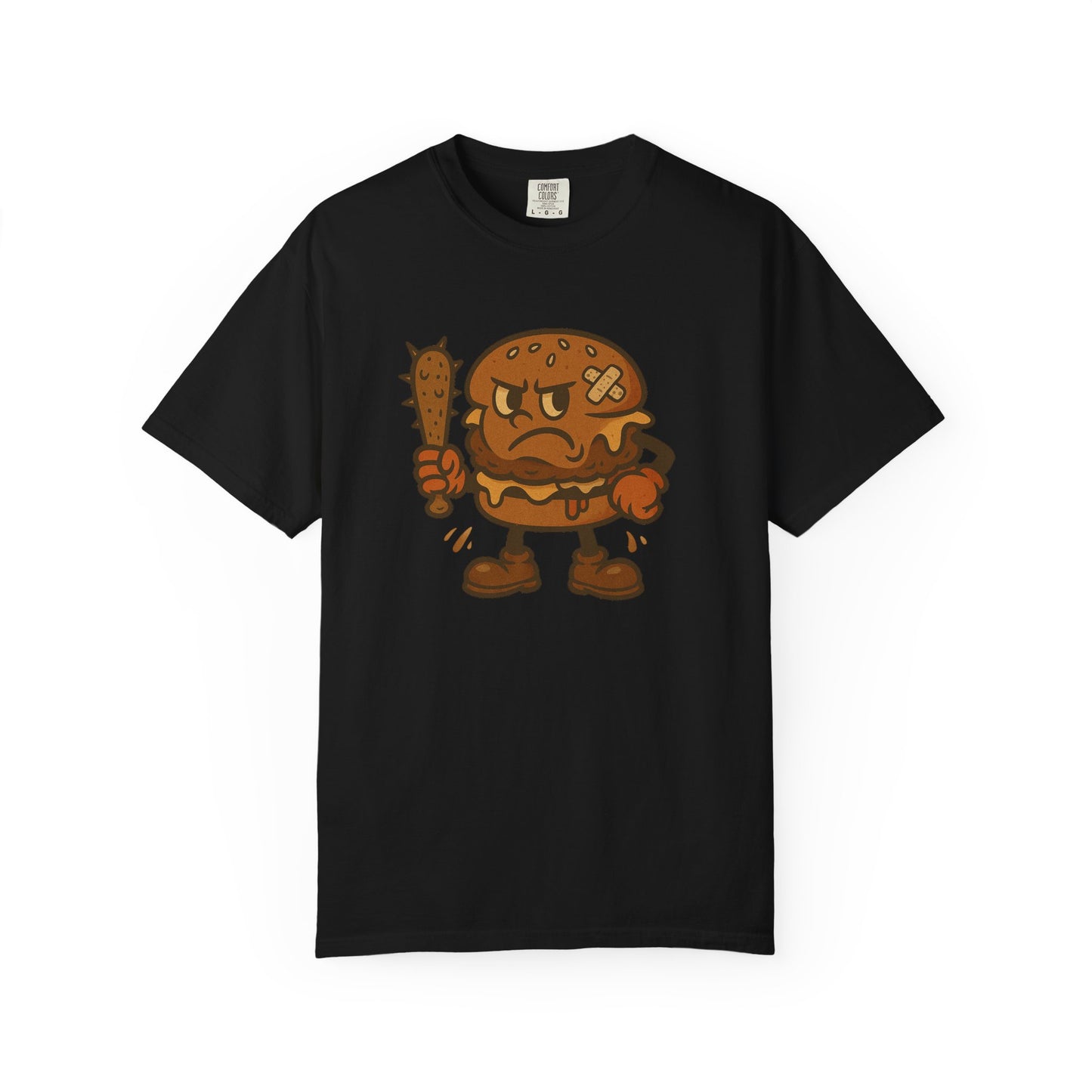 Funny Cartoon Burger T-Shirt - Unisex Garment-Dyed Tee for Food Lovers