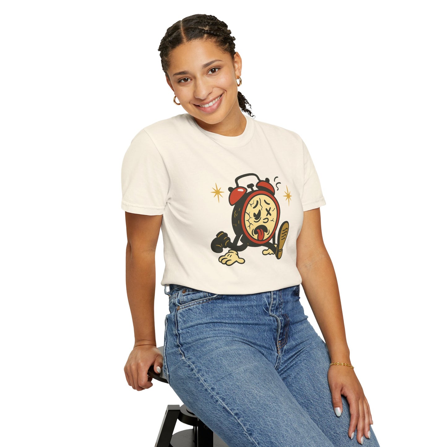 Funny Retro Alarm Clock Graphic T-Shirt, Unisex Humor Tee, Perfect Gift for Lazy Mornings, Casual Wear, Unique Graphic Shirt
