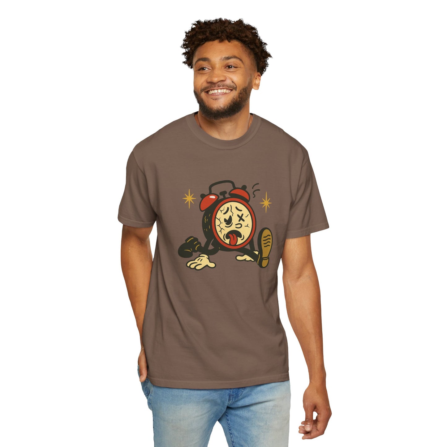 Funny Retro Alarm Clock Graphic T-Shirt, Unisex Humor Tee, Perfect Gift for Lazy Mornings, Casual Wear, Unique Graphic Shirt