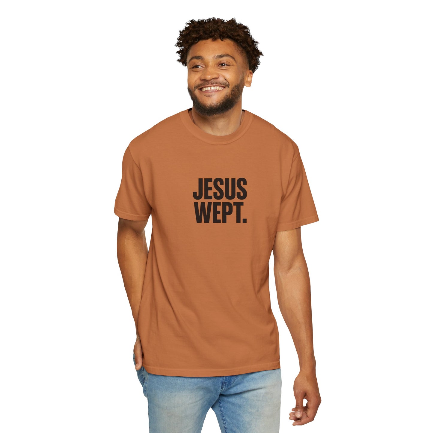 "Jesus Wept." Brutalist Bold Typography Unisex T-Shirt — Minimalist Christian Streetwear