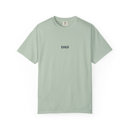 Father’s Day “Dad – Heavy Shoulders, Strong Hands, Full Heart” T-Shirt – Rustic Woodcut Edition