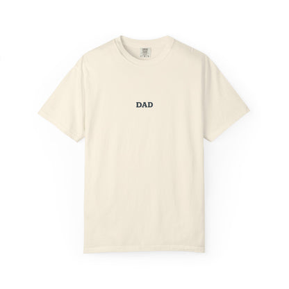 Father’s Day “Dad – Heavy Shoulders, Strong Hands, Full Heart” T-Shirt – Rustic Woodcut Edition