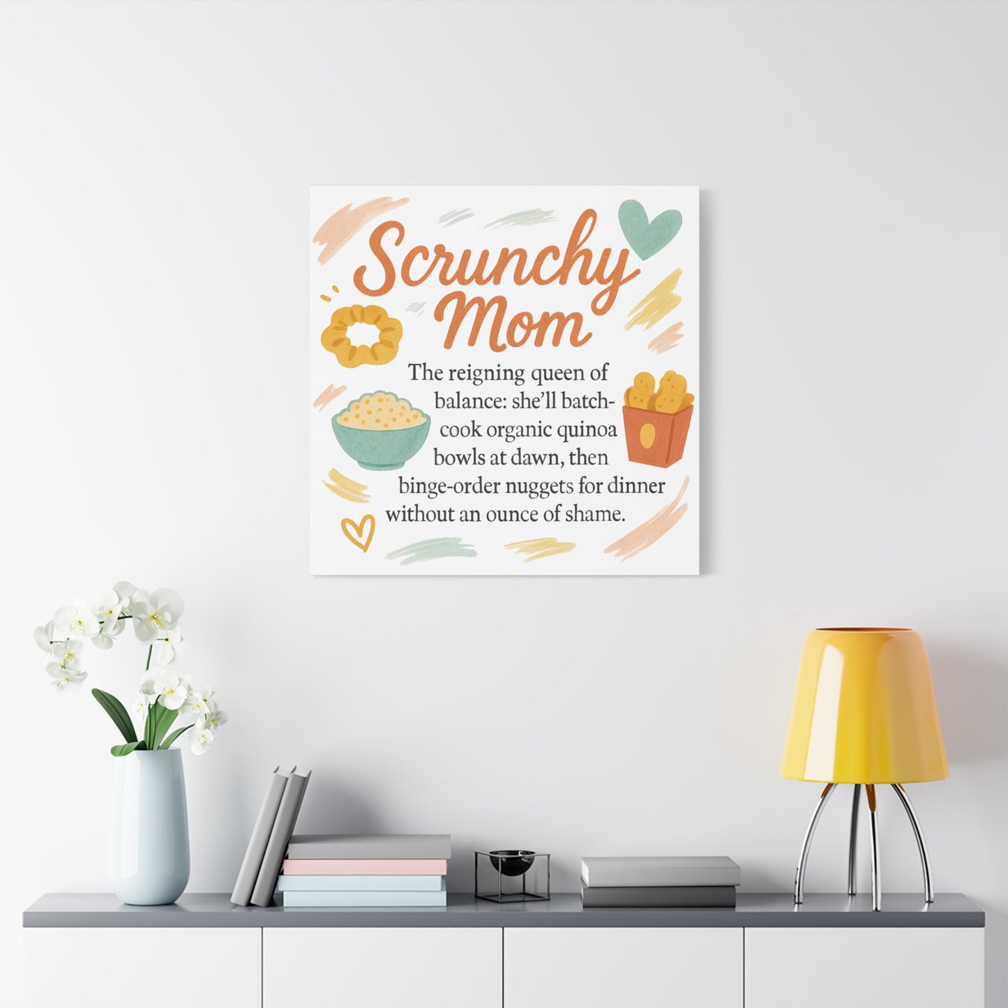Scrunchy Mom Canvas Art - Fun Wall Decor for Busy Moms