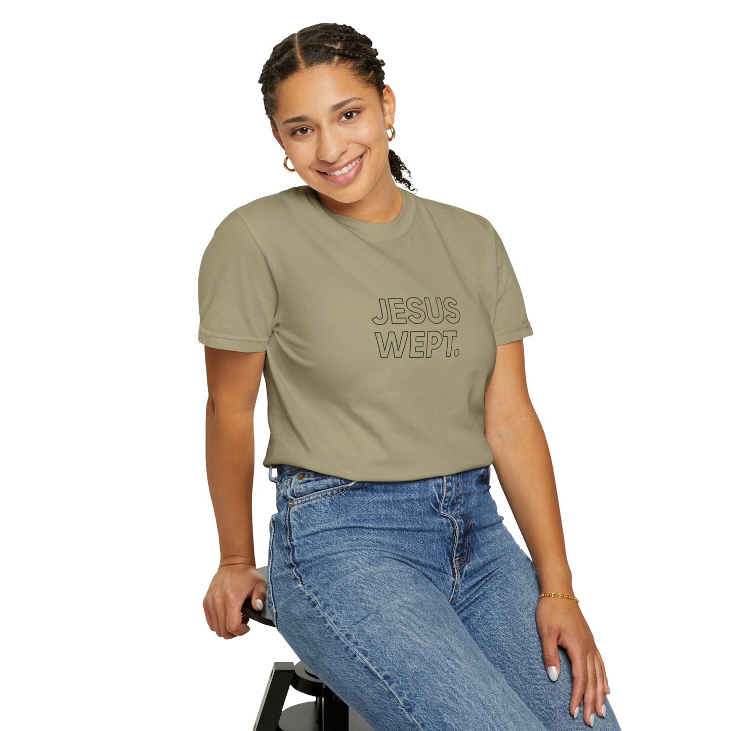 "Jesus Wept" Minimalist Outline Unisex T-Shirt — Bold Christian Statement Tee