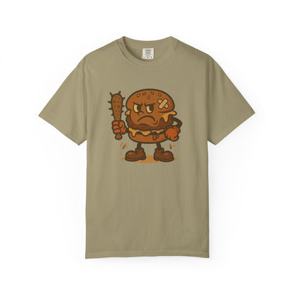 Funny Cartoon Burger T-Shirt - Unisex Garment-Dyed Tee for Food Lovers