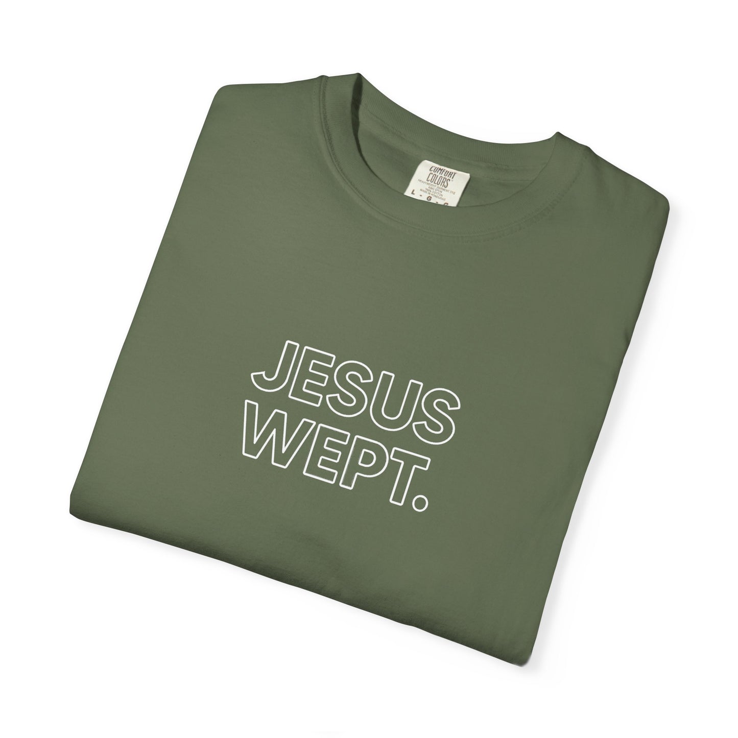"Jesus Wept" Minimalist Outline Unisex T-Shirt — Bold Christian Statement Tee