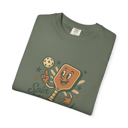 Retro "Spin to Win!" Pickleball T-Shirt – Vintage Cartoon Style