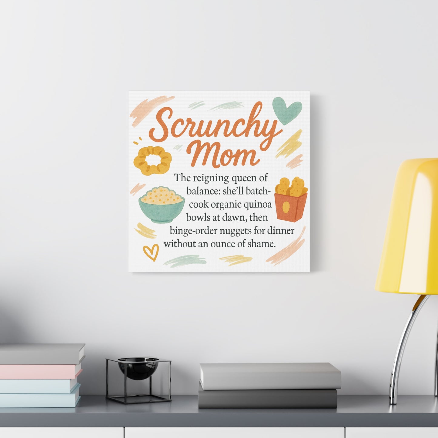Scrunchy Mom Canvas Art - Fun Wall Decor for Busy Moms