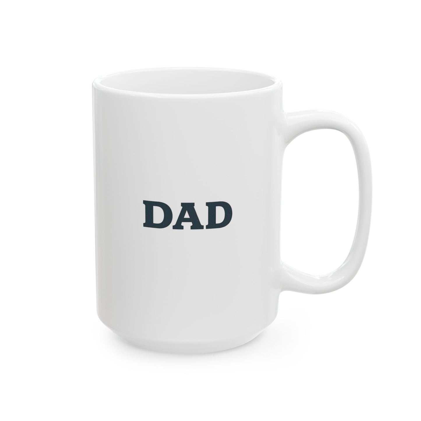 “Dad – Heavy Shoulders, Strong Hands, Full Heart” Coffee Mug – Rustic Woodcut Father’s Day Gift