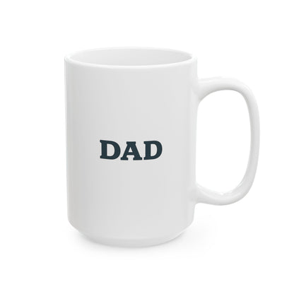 “Dad – Heavy Shoulders, Strong Hands, Full Heart” Coffee Mug – Rustic Woodcut Father’s Day Gift