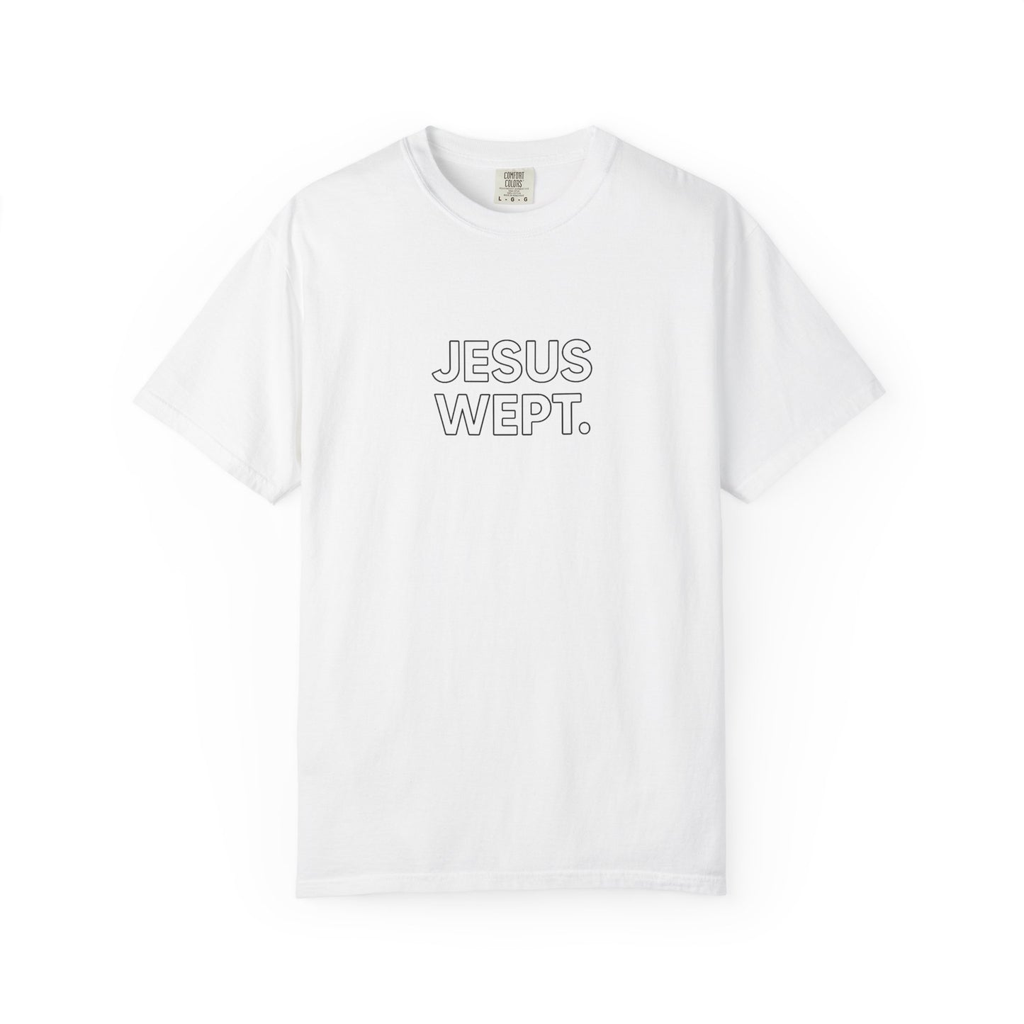 "Jesus Wept" Minimalist Outline Unisex T-Shirt — Bold Christian Statement Tee