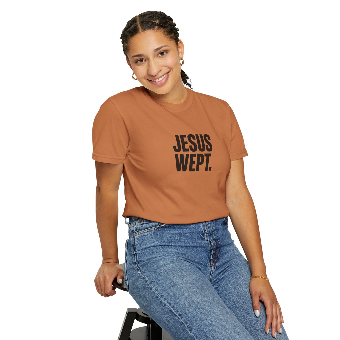 "Jesus Wept." Brutalist Bold Typography Unisex T-Shirt — Minimalist Christian Streetwear