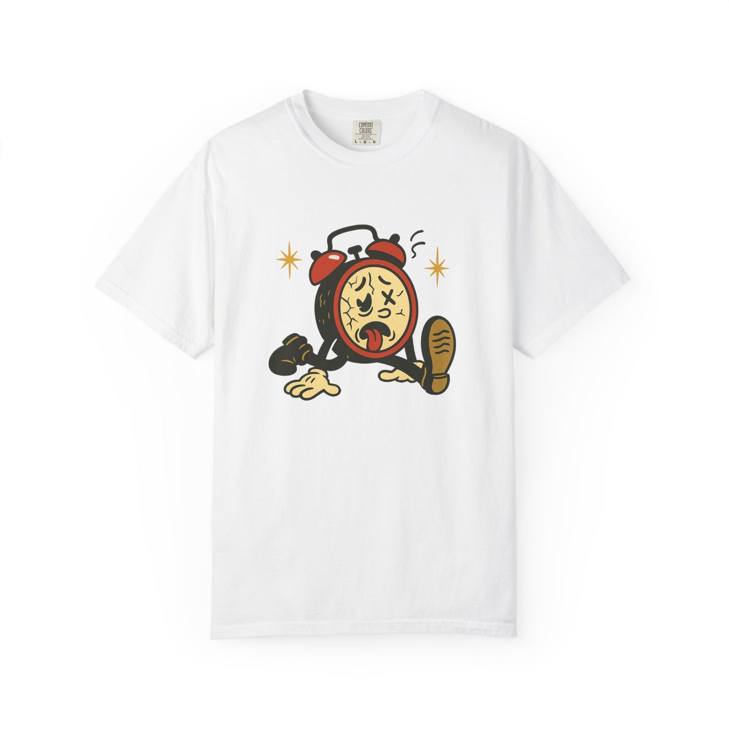 Funny Retro Alarm Clock Graphic T-Shirt, Unisex Humor Tee, Perfect Gift for Lazy Mornings, Casual Wear, Unique Graphic Shirt