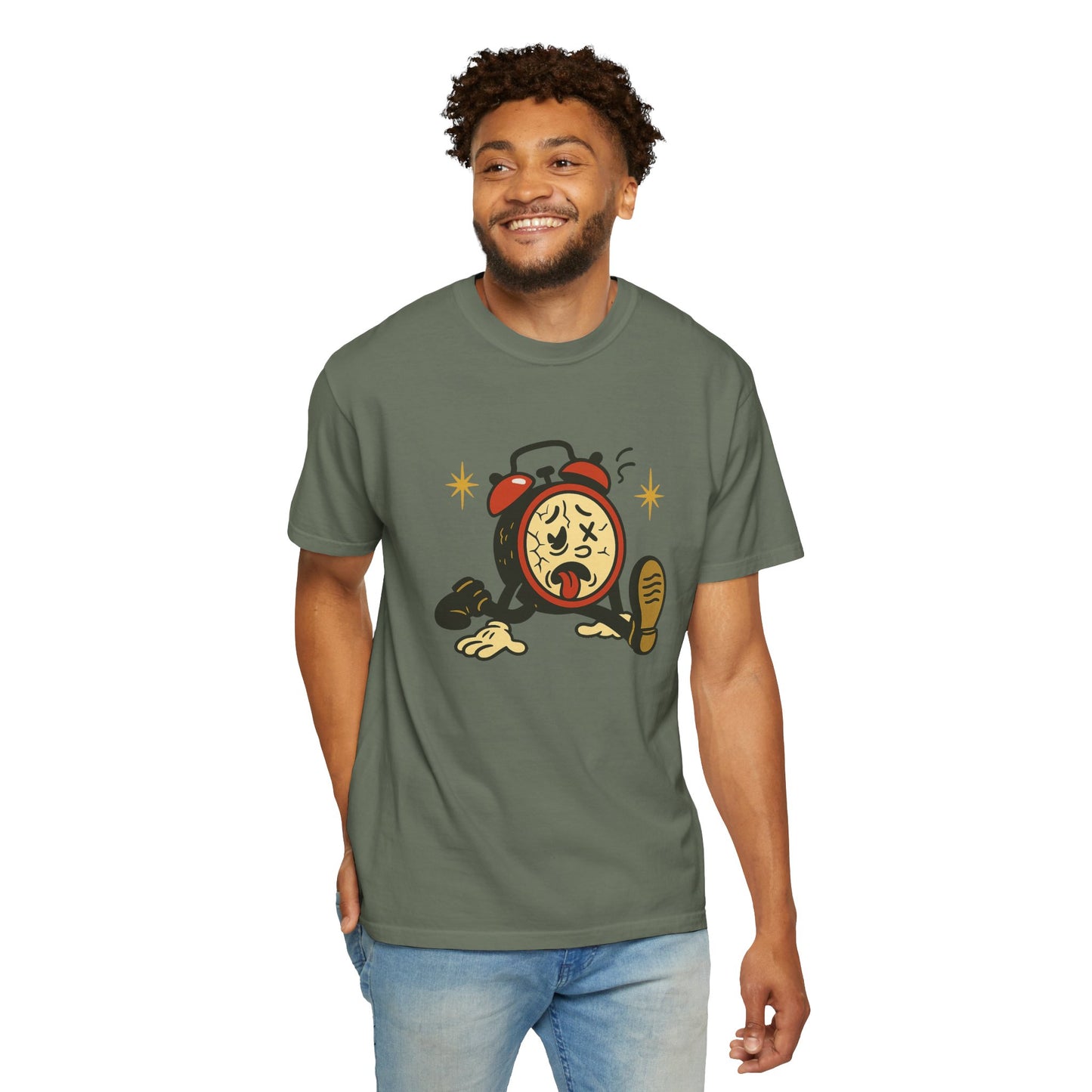 Funny Retro Alarm Clock Graphic T-Shirt, Unisex Humor Tee, Perfect Gift for Lazy Mornings, Casual Wear, Unique Graphic Shirt