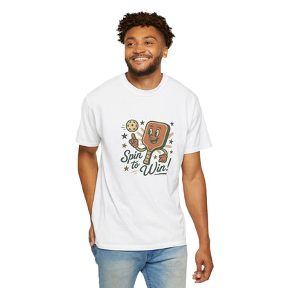 Retro "Spin to Win!" Pickleball T-Shirt – Vintage Cartoon Style
