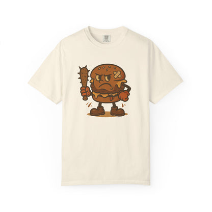 Funny Cartoon Burger T-Shirt - Unisex Garment-Dyed Tee for Food Lovers