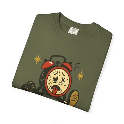 Funny Retro Alarm Clock Graphic T-Shirt, Unisex Humor Tee, Perfect Gift for Lazy Mornings, Casual Wear, Unique Graphic Shirt
