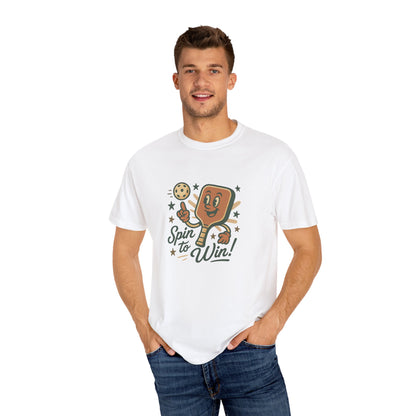 Retro "Spin to Win!" Pickleball T-Shirt – Vintage Cartoon Style