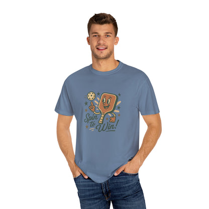 Retro "Spin to Win!" Pickleball T-Shirt – Vintage Cartoon Style