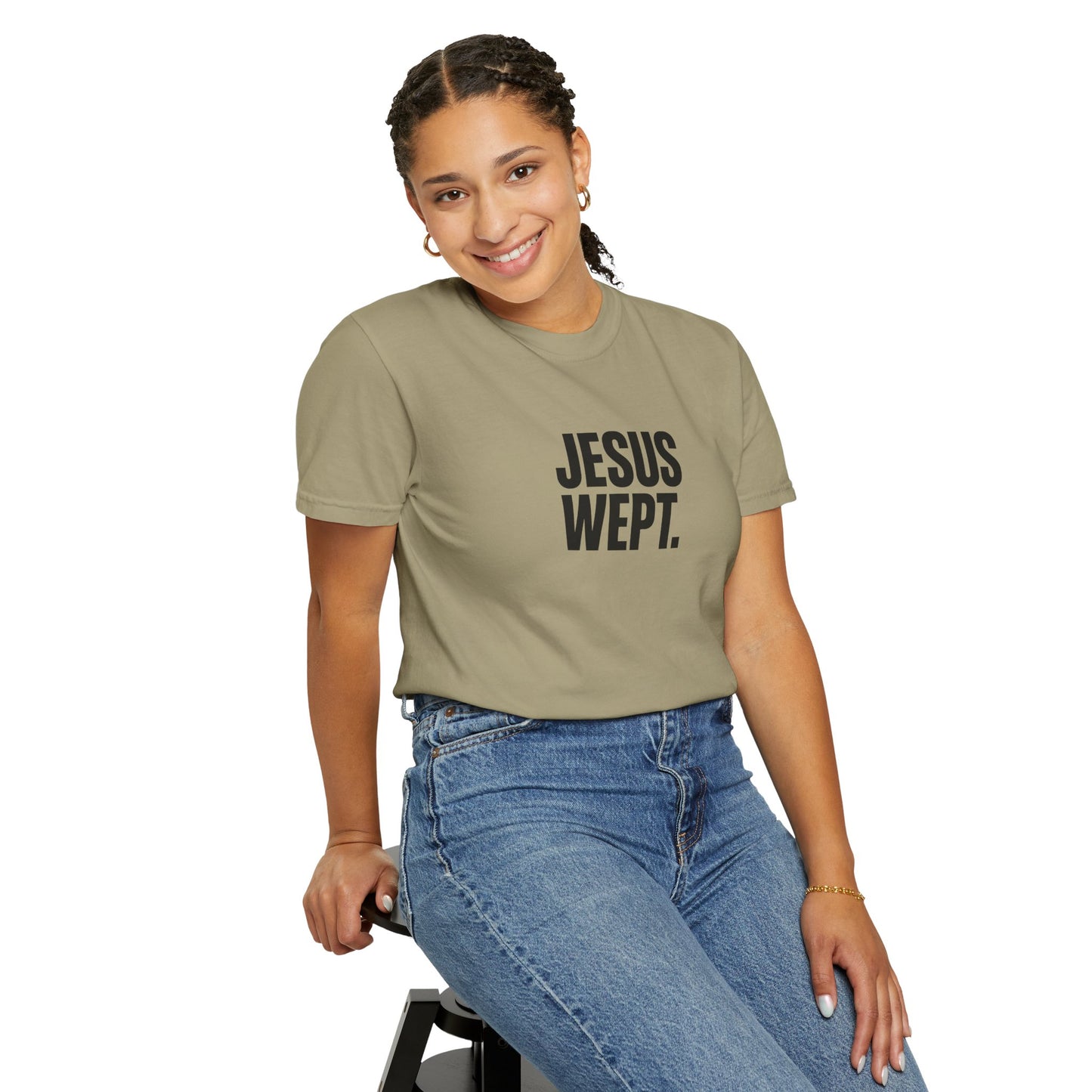 "Jesus Wept." Brutalist Bold Typography Unisex T-Shirt — Minimalist Christian Streetwear