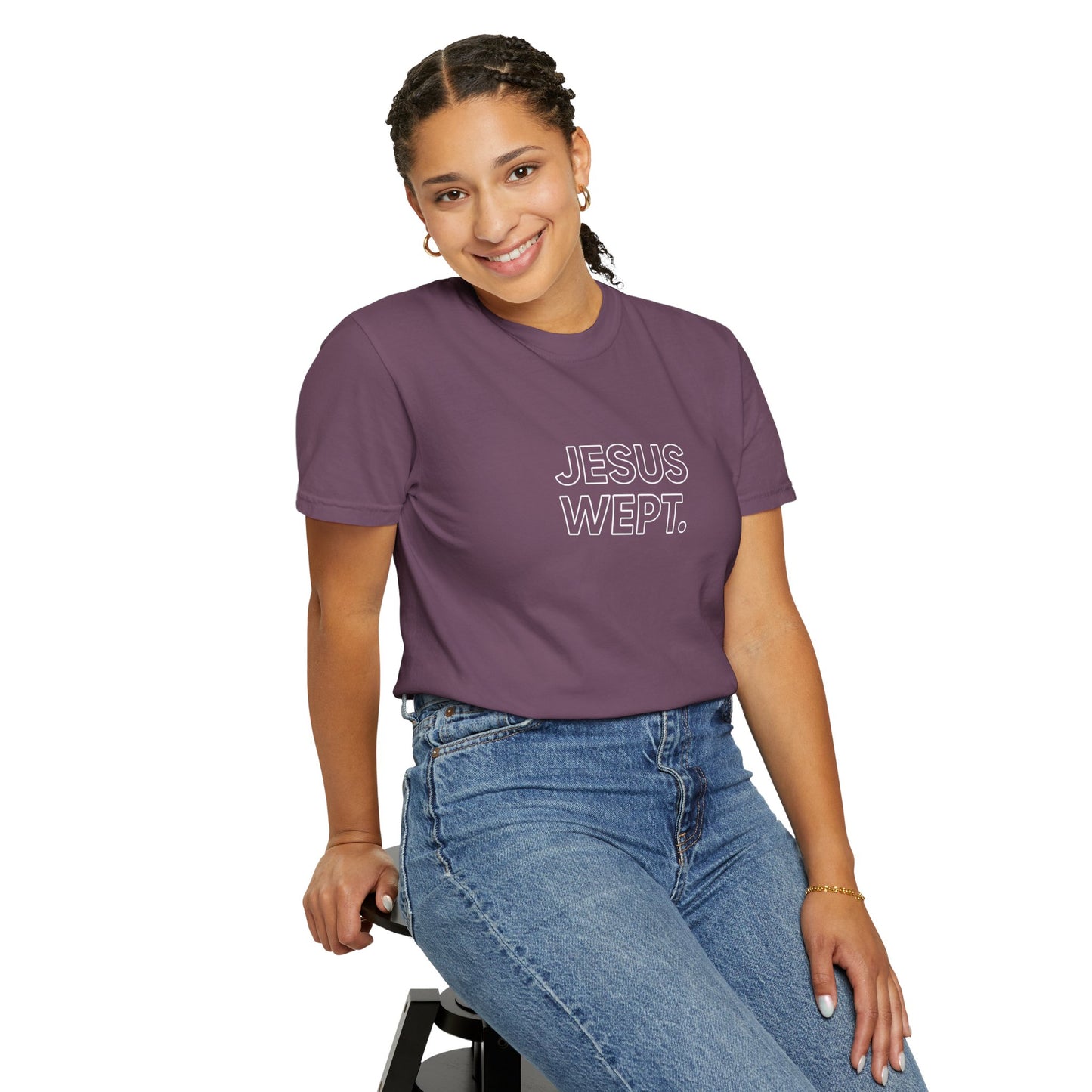 "Jesus Wept" Minimalist Outline Unisex T-Shirt — Bold Christian Statement Tee
