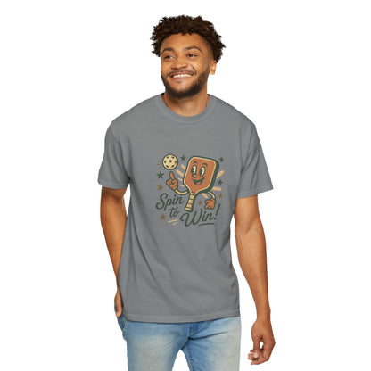 Retro "Spin to Win!" Pickleball T-Shirt – Vintage Cartoon Style