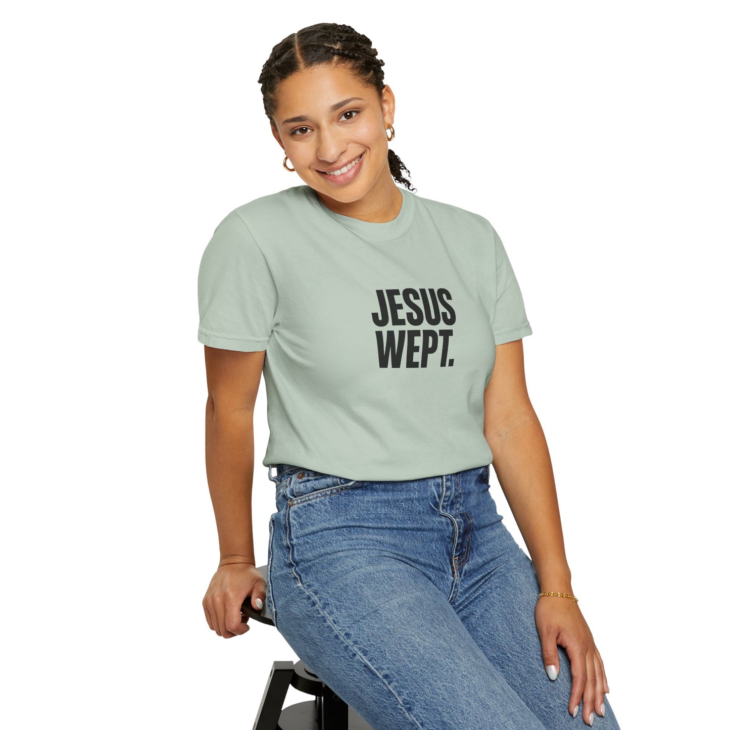"Jesus Wept." Brutalist Bold Typography Unisex T-Shirt — Minimalist Christian Streetwear