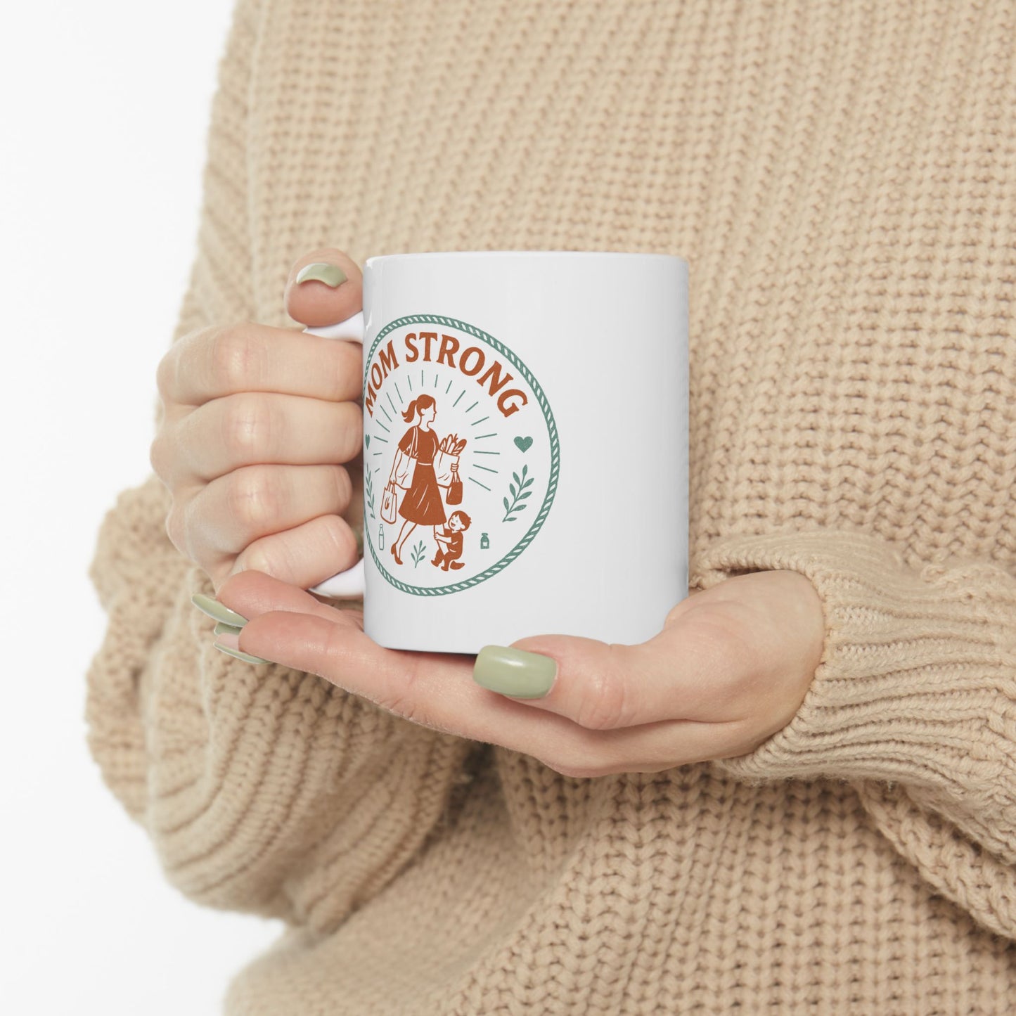 Mom Strong Personalized Ceramic Mug - Perfect Gift for Moms!