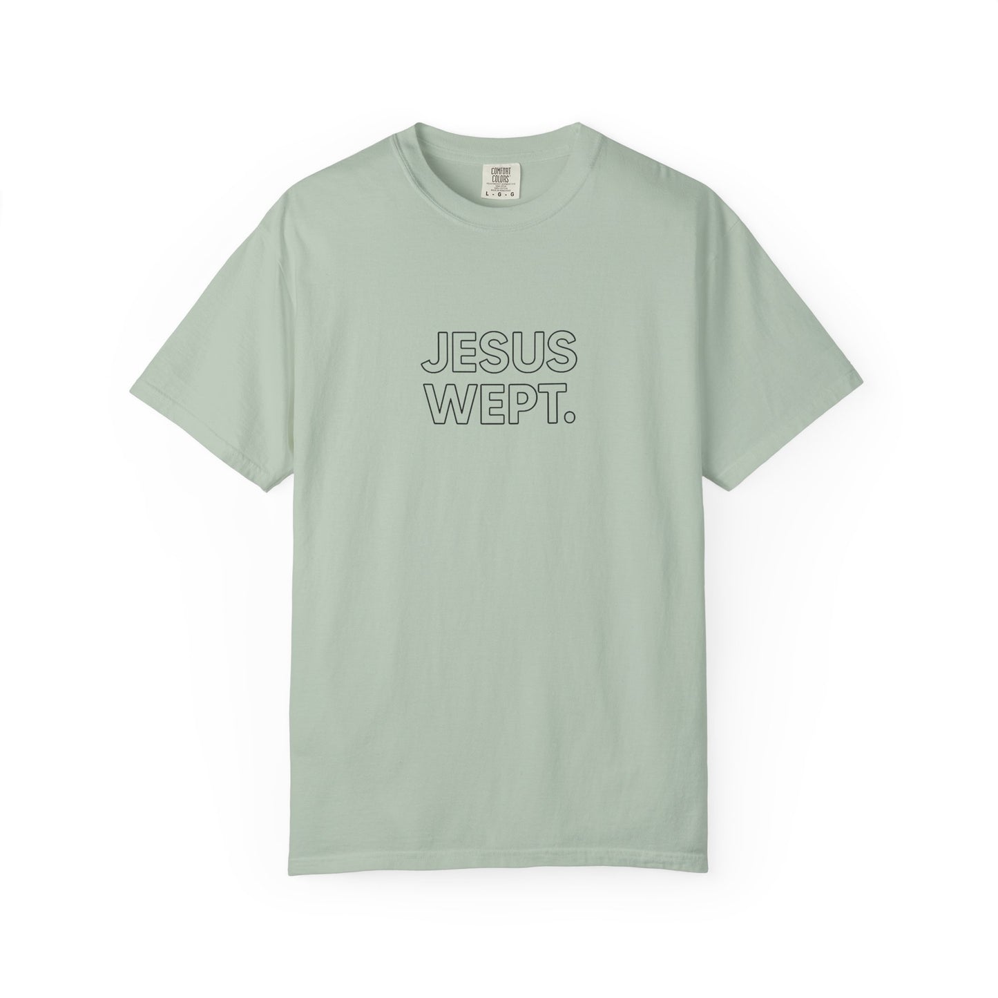"Jesus Wept" Minimalist Outline Unisex T-Shirt — Bold Christian Statement Tee