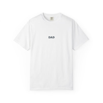 Father’s Day “Dad – Heavy Shoulders, Strong Hands, Full Heart” T-Shirt – Rustic Woodcut Edition