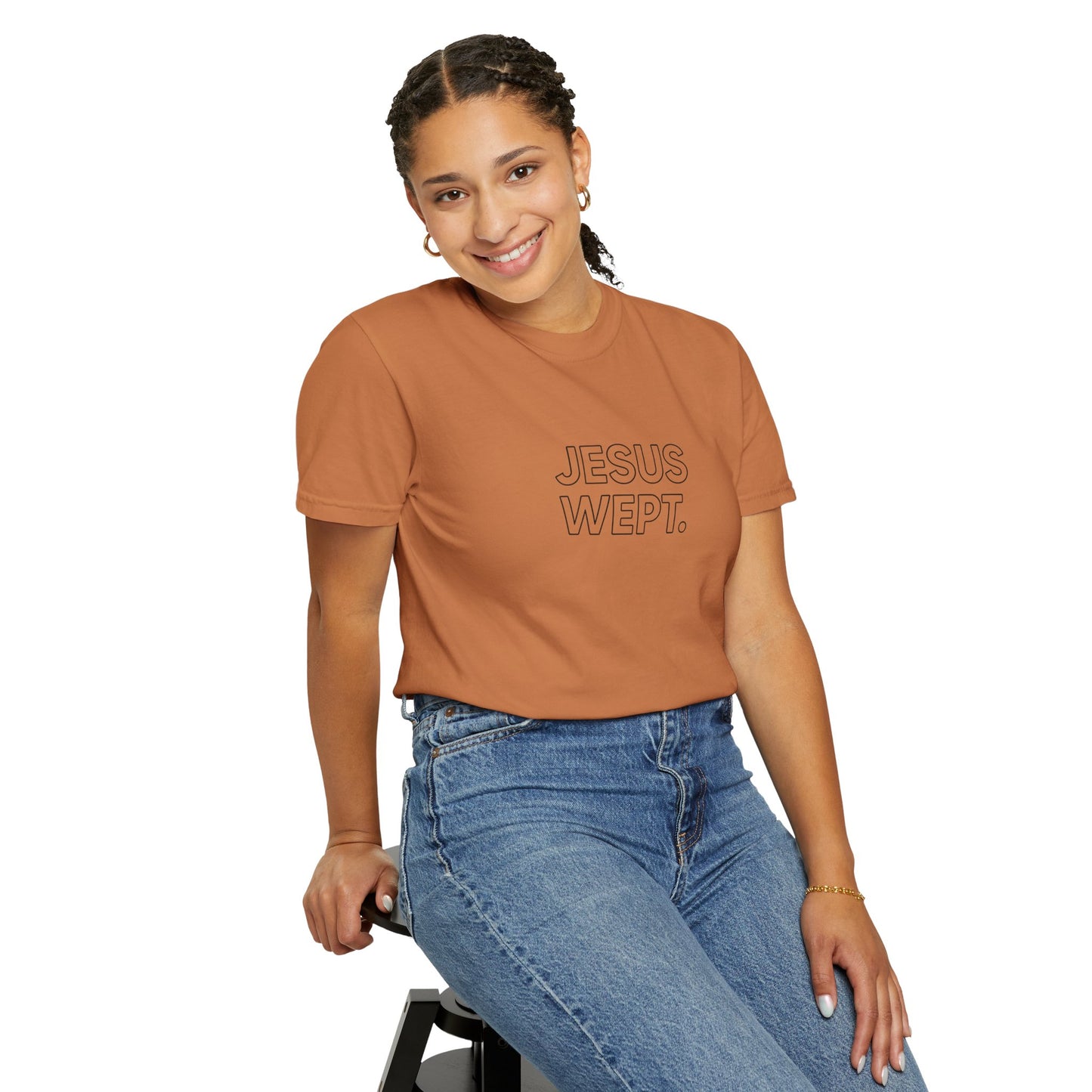 "Jesus Wept" Minimalist Outline Unisex T-Shirt — Bold Christian Statement Tee