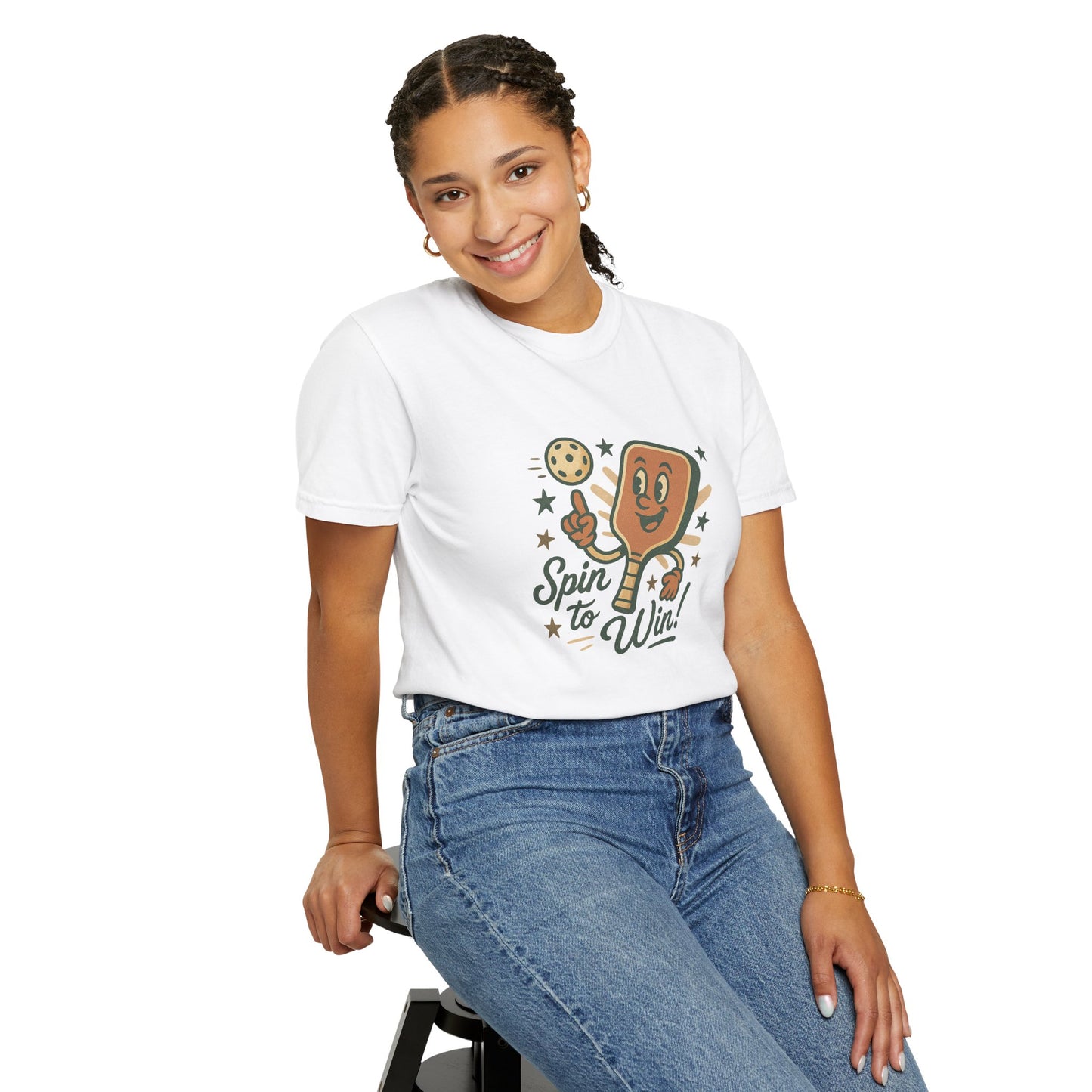 Retro "Spin to Win!" Pickleball T-Shirt – Vintage Cartoon Style