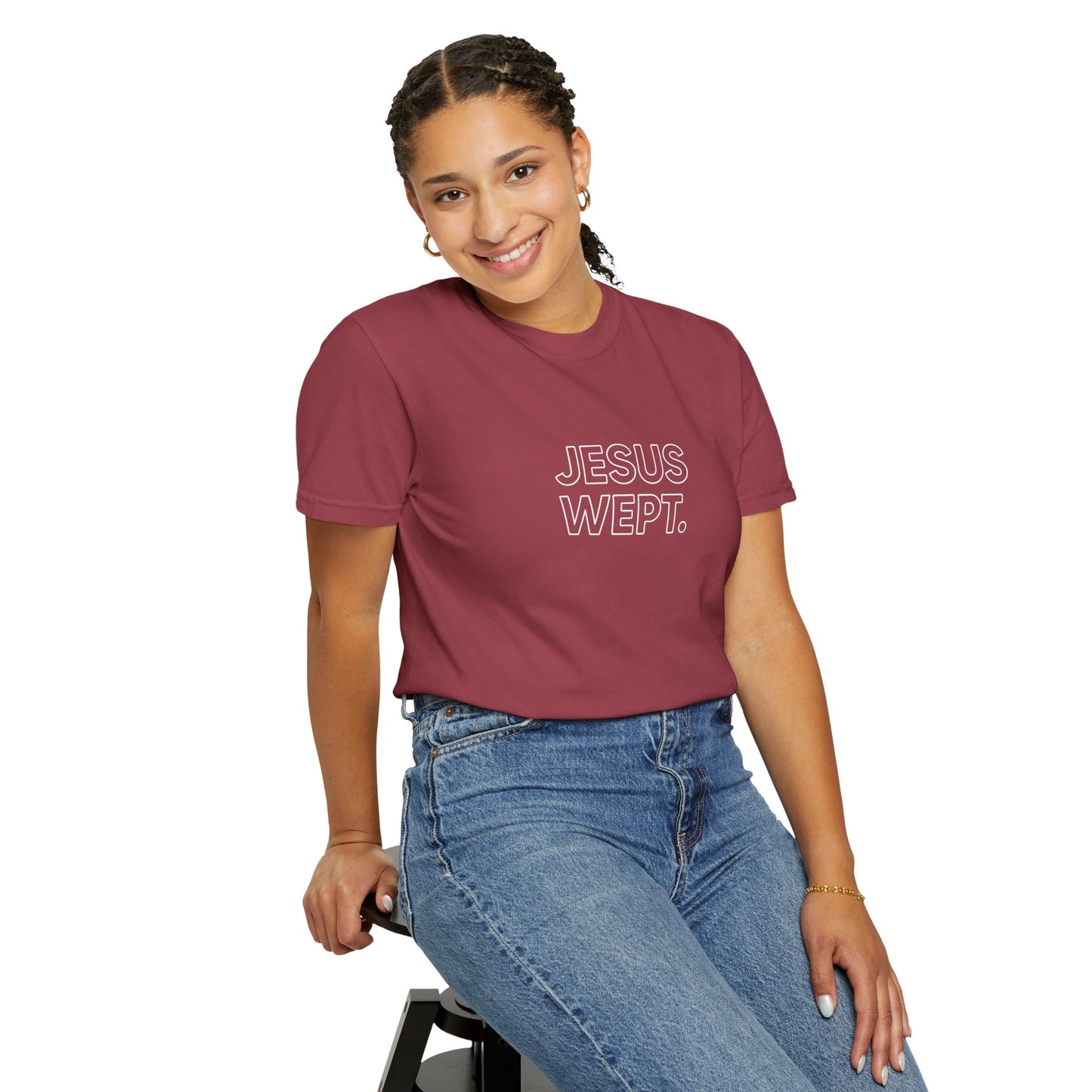 "Jesus Wept" Minimalist Outline Unisex T-Shirt — Bold Christian Statement Tee