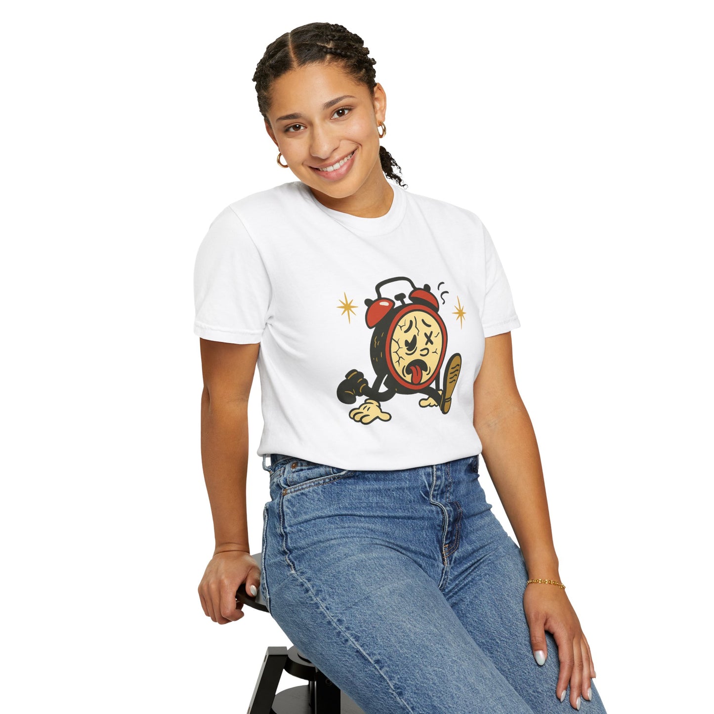 Funny Retro Alarm Clock Graphic T-Shirt, Unisex Humor Tee, Perfect Gift for Lazy Mornings, Casual Wear, Unique Graphic Shirt