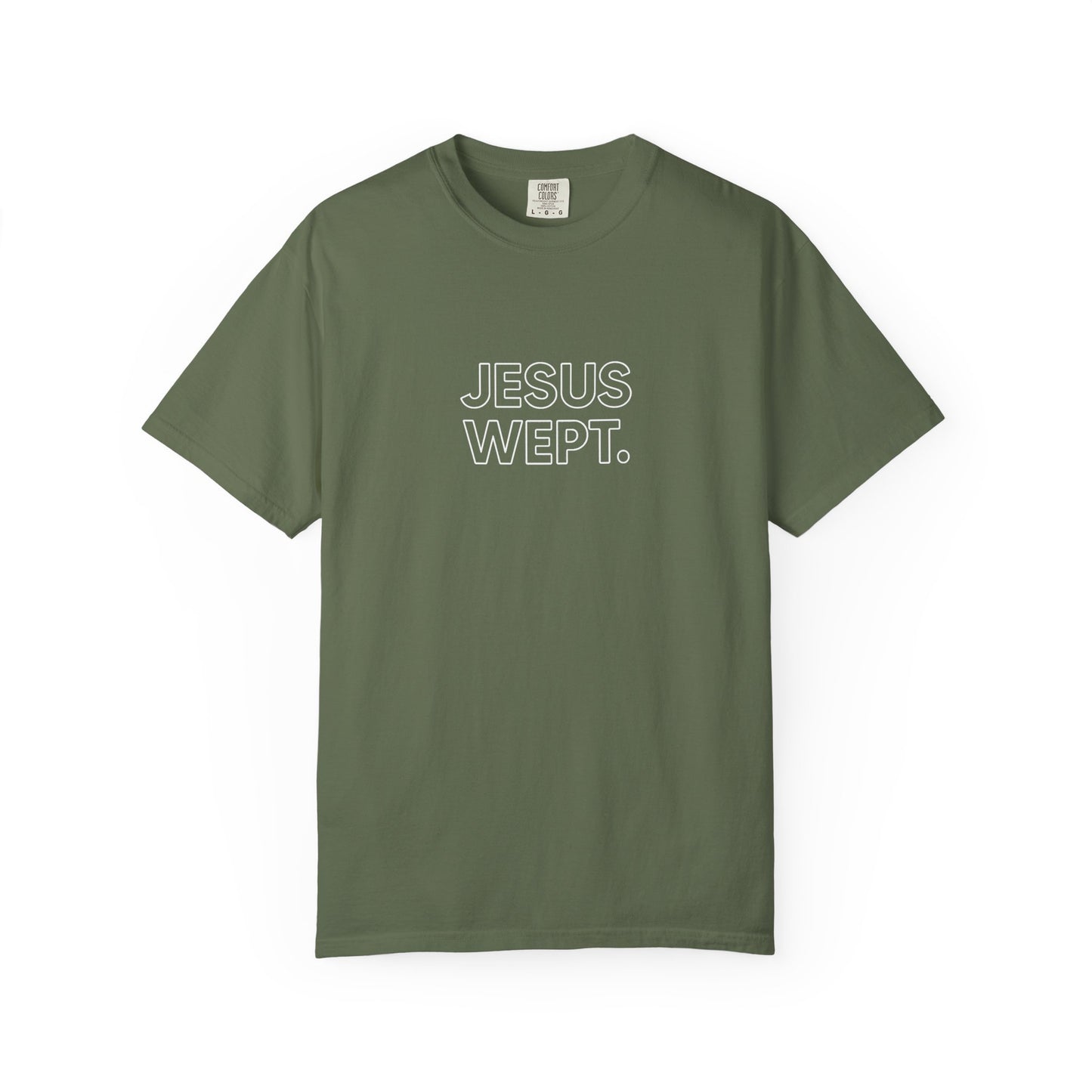 "Jesus Wept" Minimalist Outline Unisex T-Shirt — Bold Christian Statement Tee