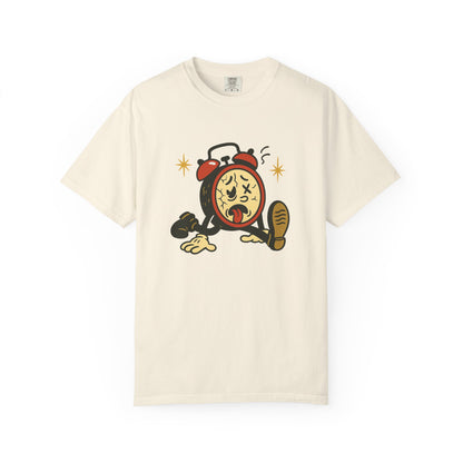 Funny Retro Alarm Clock Graphic T-Shirt, Unisex Humor Tee, Perfect Gift for Lazy Mornings, Casual Wear, Unique Graphic Shirt