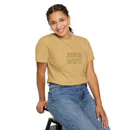 "Jesus Wept" Minimalist Outline Unisex T-Shirt — Bold Christian Statement Tee