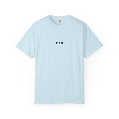 Father’s Day “Dad – Heavy Shoulders, Strong Hands, Full Heart” T-Shirt – Rustic Woodcut Edition
