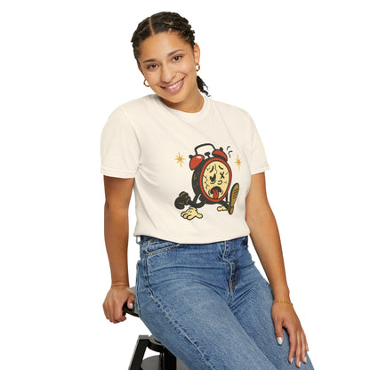 Funny Retro Alarm Clock Graphic T-Shirt, Unisex Humor Tee, Perfect Gift for Lazy Mornings, Casual Wear, Unique Graphic Shirt