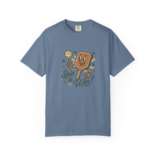 Retro "Spin to Win!" Pickleball T-Shirt – Vintage Cartoon Style