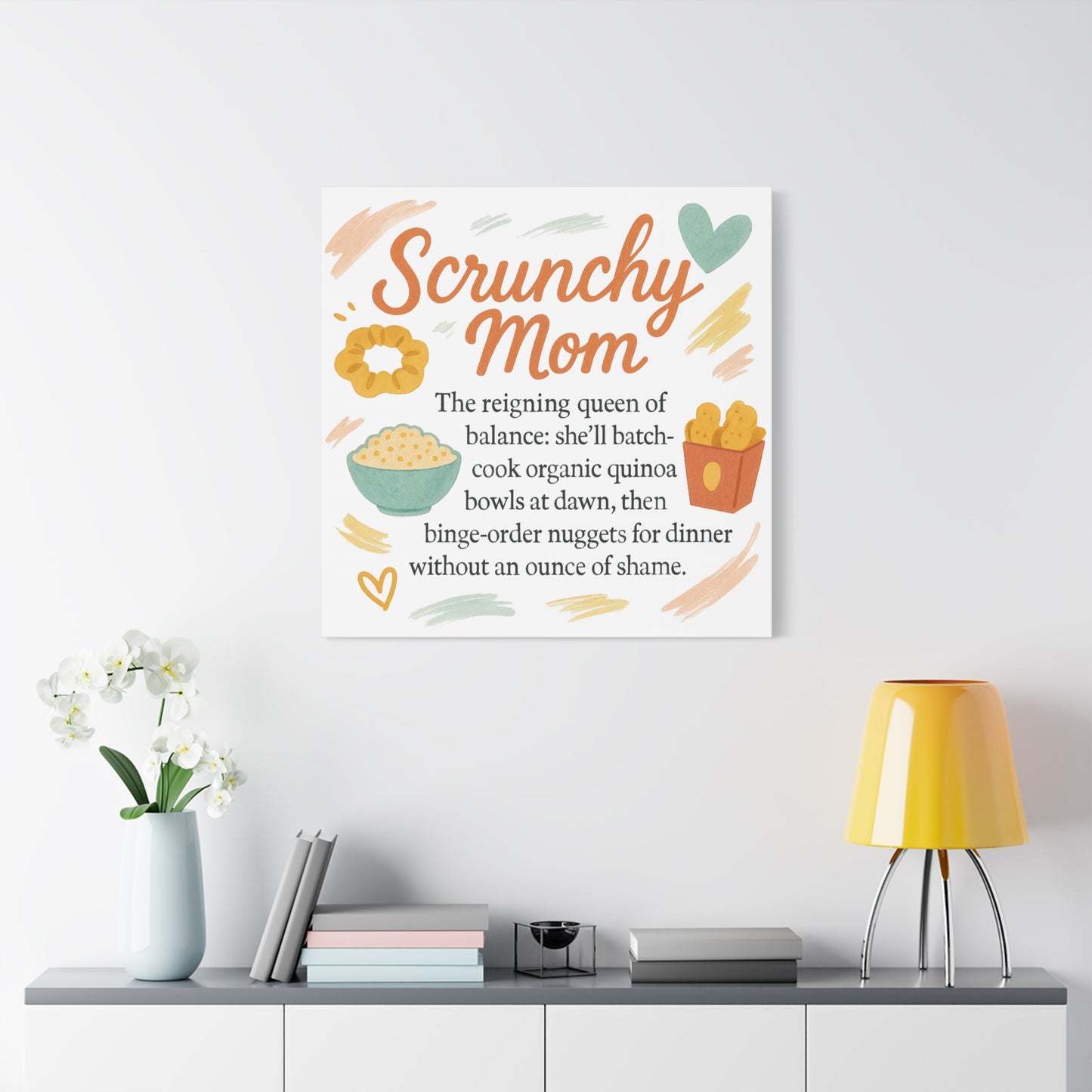 Scrunchy Mom Canvas Art - Fun Wall Decor for Busy Moms